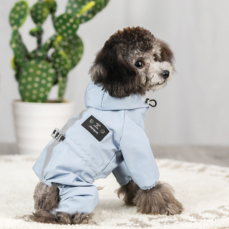 Waterproof Mesh Breathable Sweat-absorbent Reflective Dog Raincoat Jacket