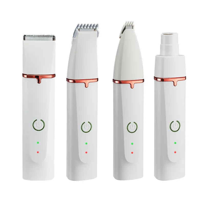 4 In 1 Pet Electric Hair Trimmer with 4 Blades Grooming Clipper Nail Grinder Professional Recharge Haircut for Dogs Low-Noise