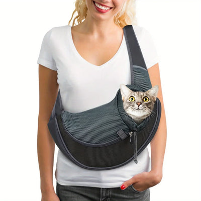 Breathable Pet Backpack, Cat and Dog Travel, Portable Diagonal Cross Shoulder Bag with Shoulder Strap Suitable for Travel