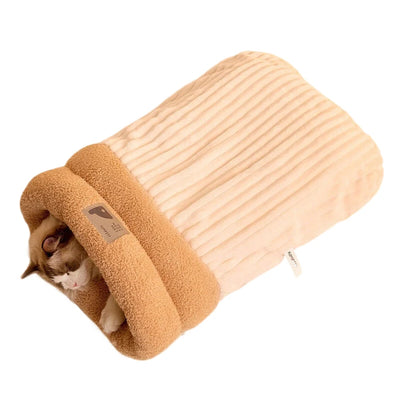 Cat Sleeping Bag Semi-Enclosed Cats Dogs Warming Pad Soft Plush Winter Warm Cozy Beds Accessories For Cats Small Dog