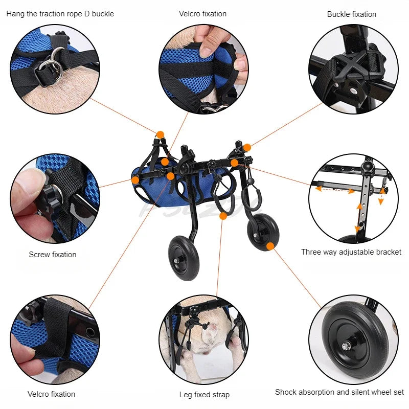 Adjustable Dog Wheelchair Hind Limb Disabled Pet Cat Dogs Mobility Aid Trolley Legs Rehabilitation Light Pet Walk Tools